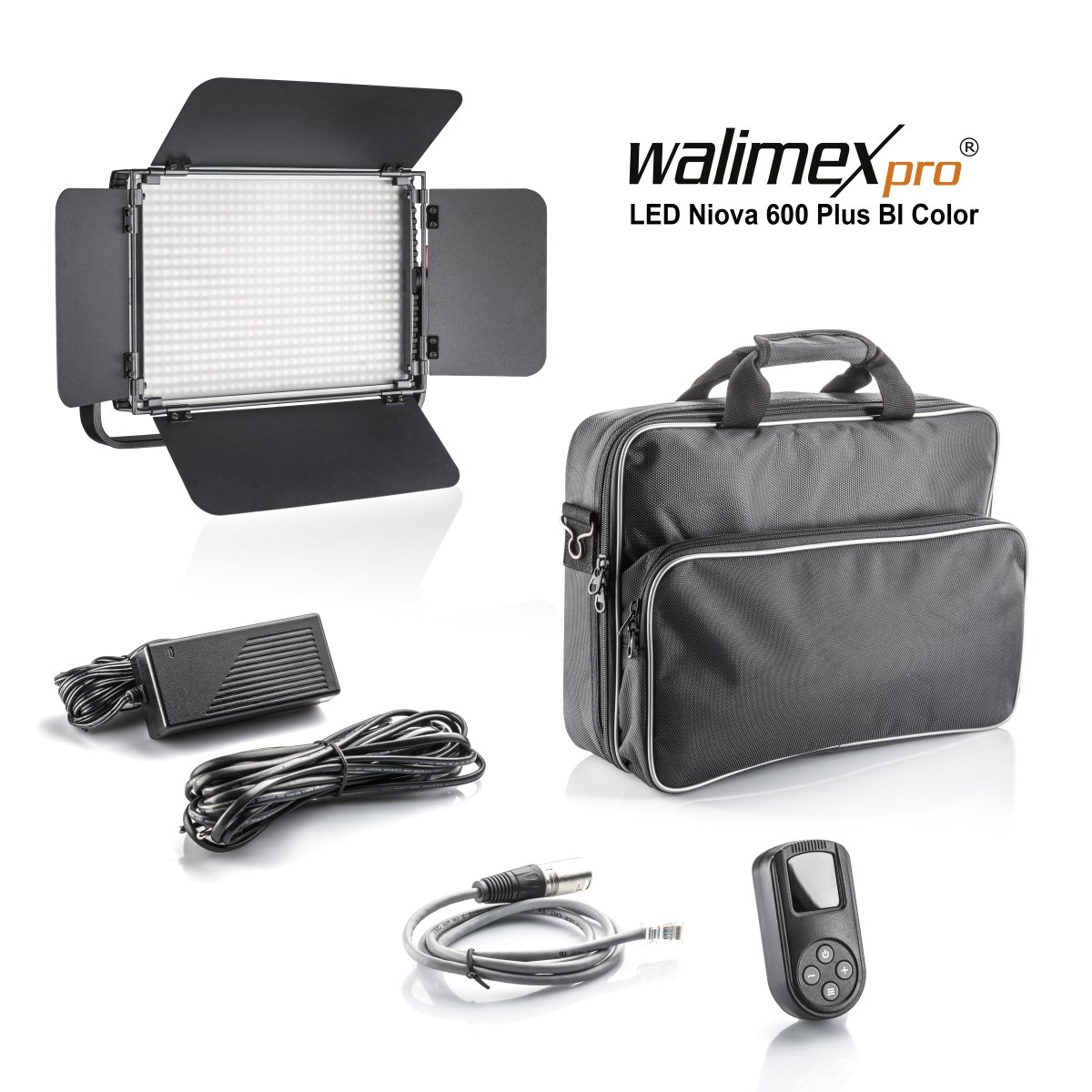Walimex Pro Niova 600 Plus Bi-Color - Kit Pannello LED 36W Con Treppiede WT-806, Telecomando E DMX
