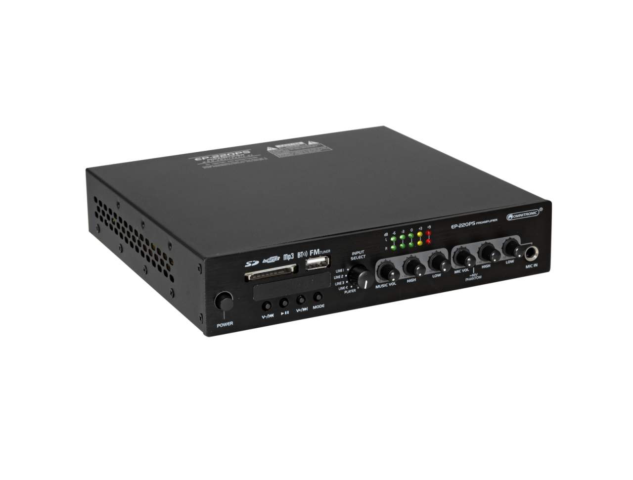 OMNITRONIC EP-220PS Vorverst?rker mit MP3-Player, Bluetooth und FM-Radio 9.5