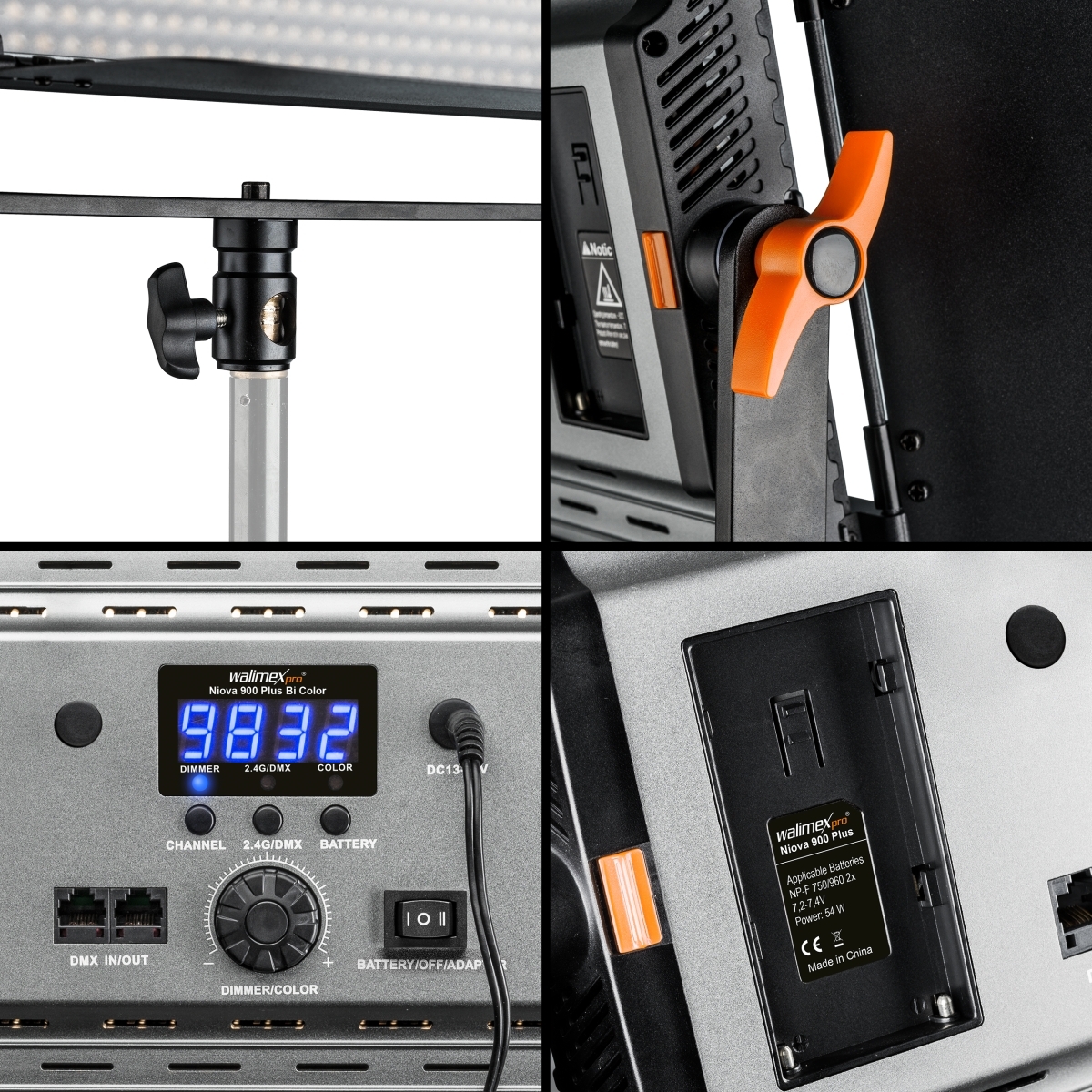 Walimex pro LED Niova 900 Plus Bi Color 54W Set mit  WT-806 Stativ