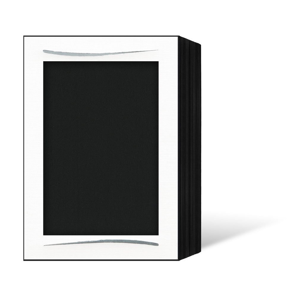 Endlos 13x18 weiß/schwarz mit Silberstrich