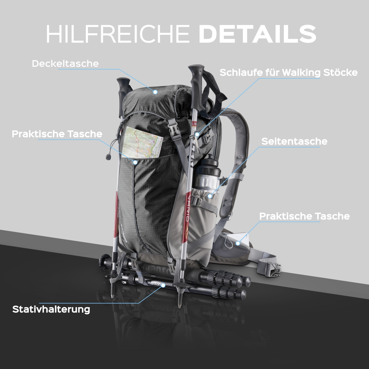 Mantona elements Outdoor Rucksack schwarz