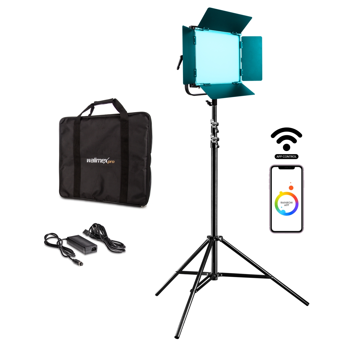 Walimex pro LED Rainbow 100W RGBWW Set 1 (1x Rainbow 100W, 1x Lampenstativ GN-806)