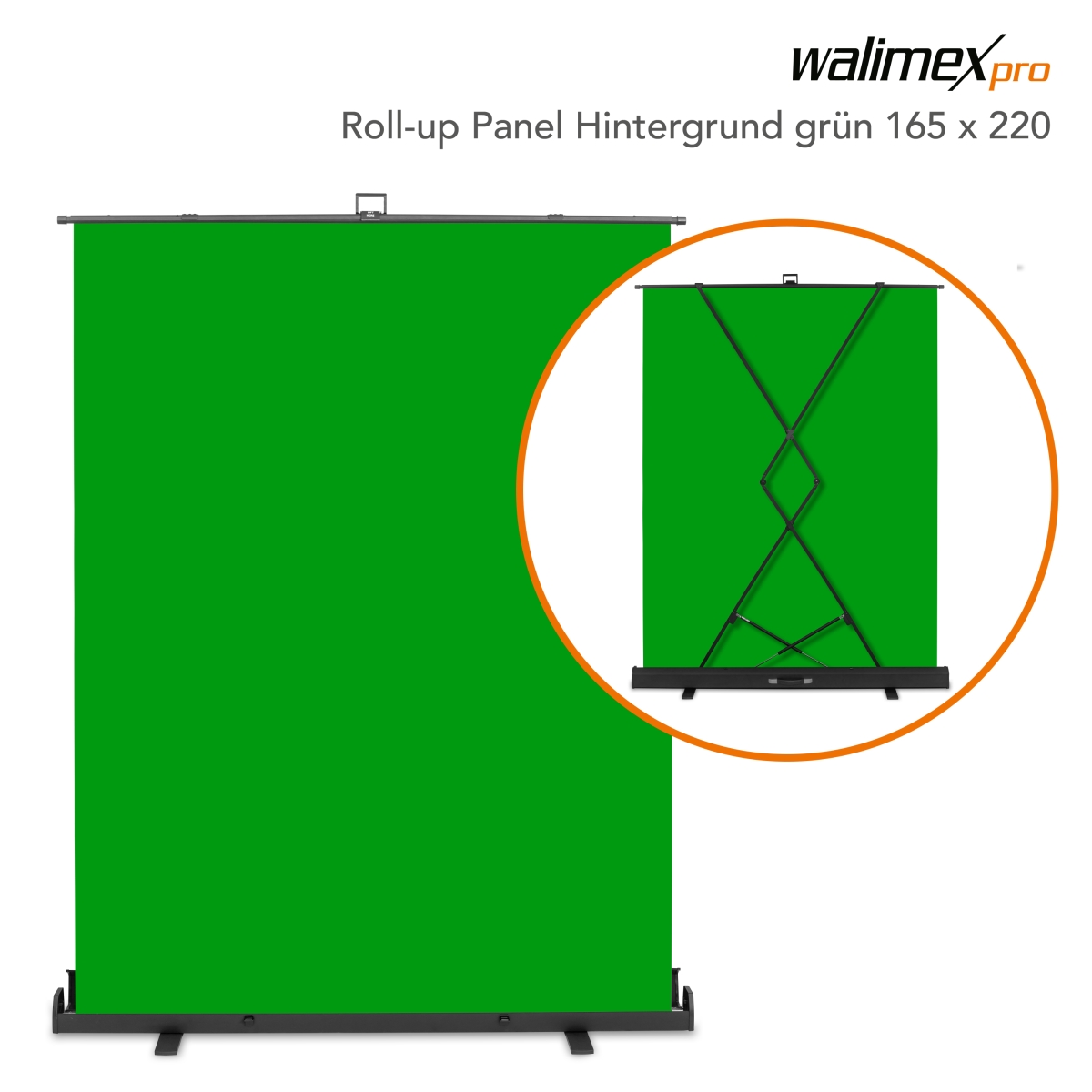 Walimex pro Roll-up Panel Hintergrund grün 165x220