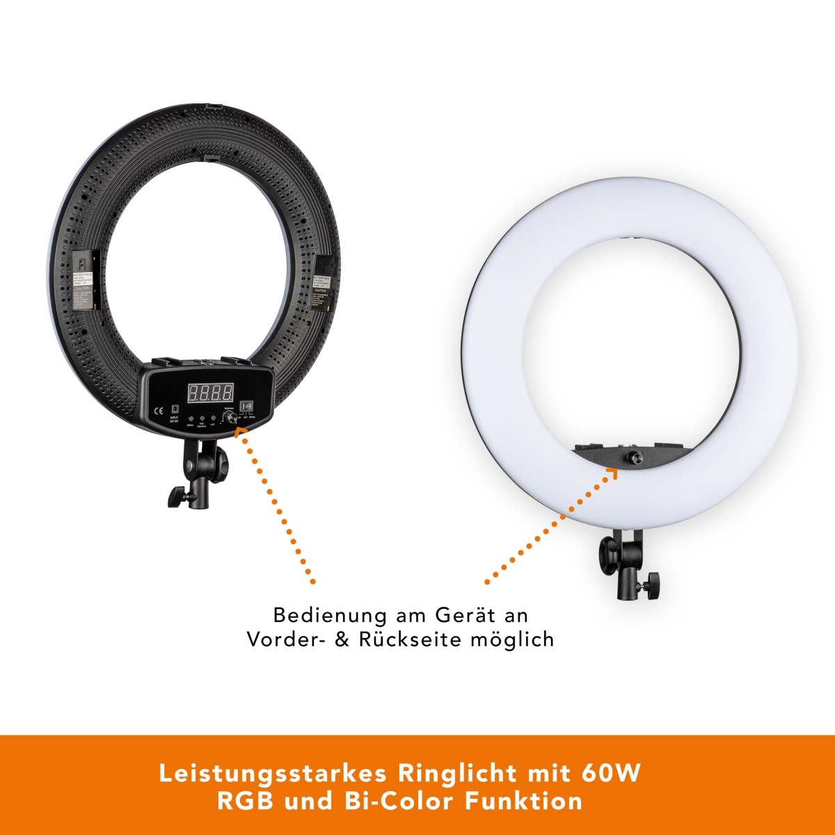 Walimex pro LED Rainbow 60W RGBW Ringleuchte Set 1