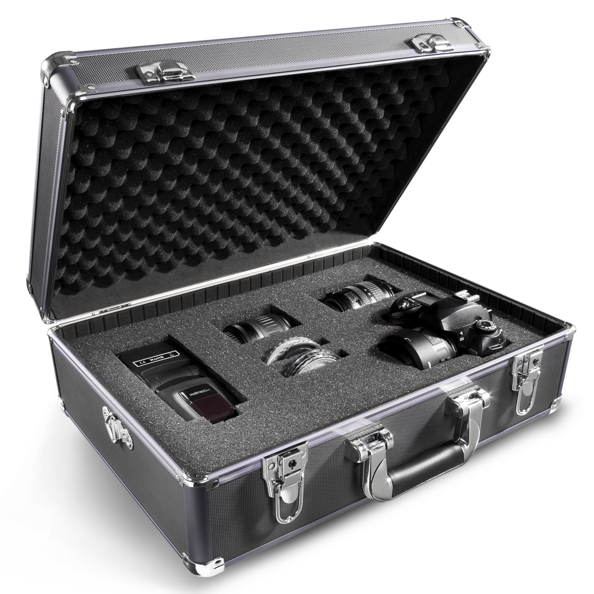 Mantona Foto-Koffer Basic M, schwarz/metallic