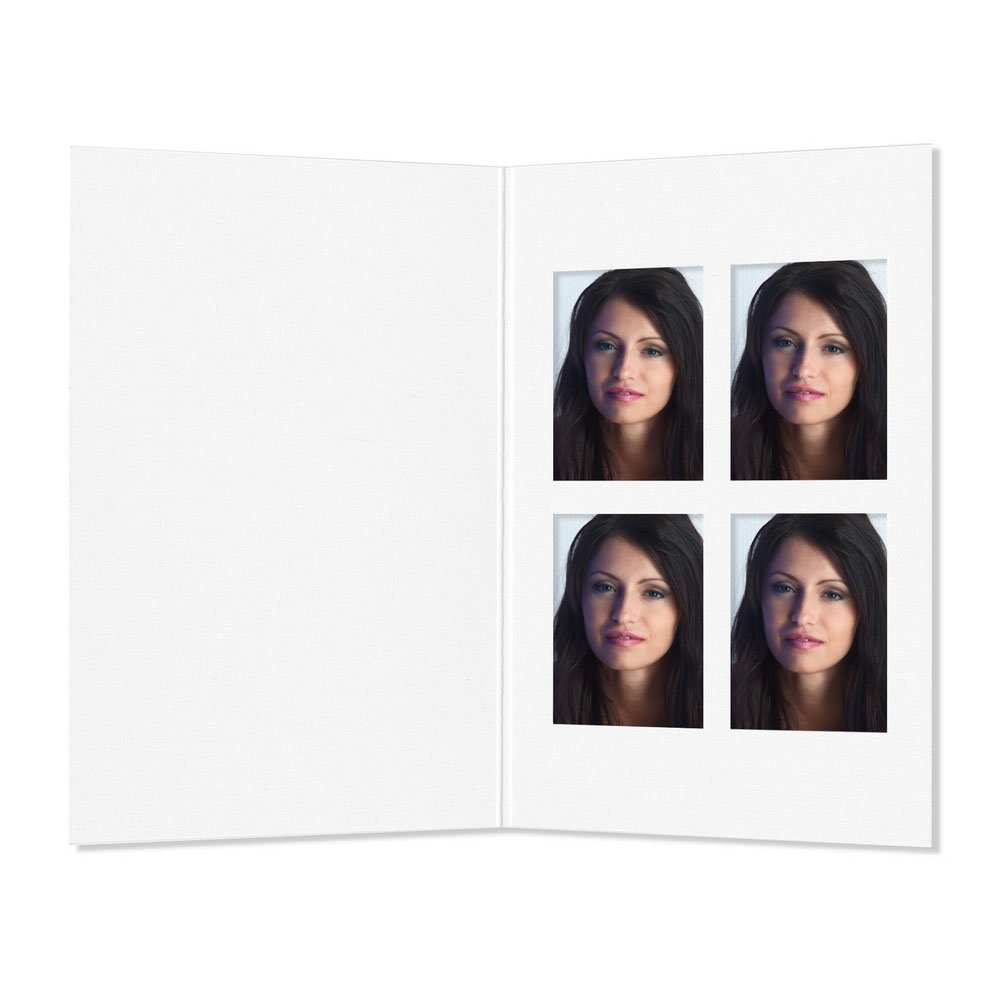 Paßbildmappe mit 4-er Polaroid weiß matt