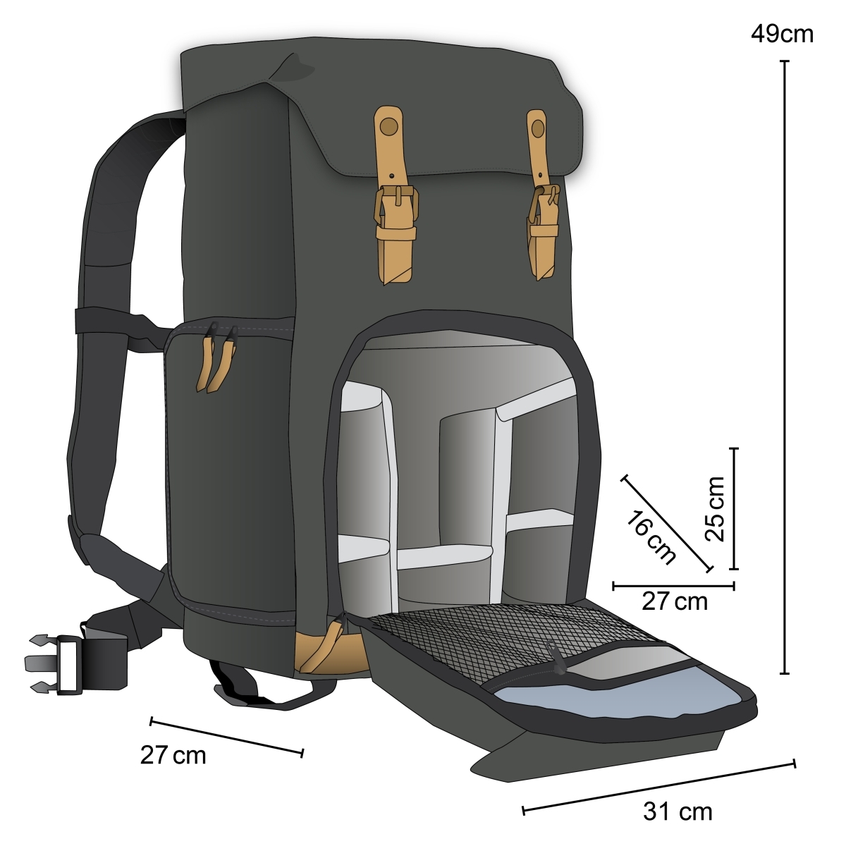 Mantona Fotorucksack Luis schwarz, Retro