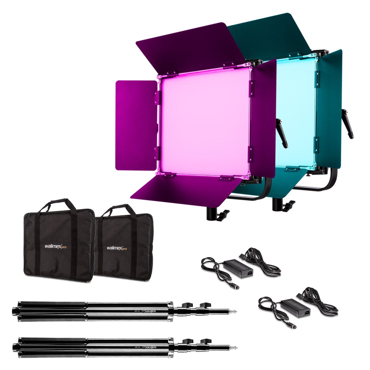 Walimex pro LED Rainbow 100W RGBWW Set 2 (2x Rainbow 100W, 2x Lampenstativ GN-806)