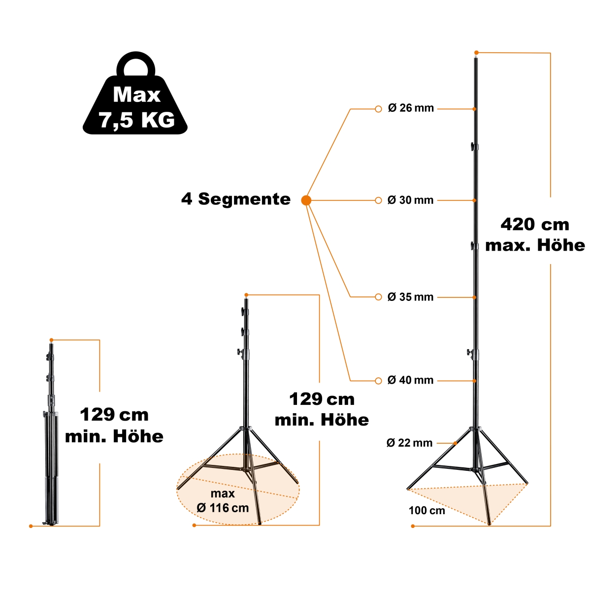 Walimex pro WT-420 Lampenstativ 420cm