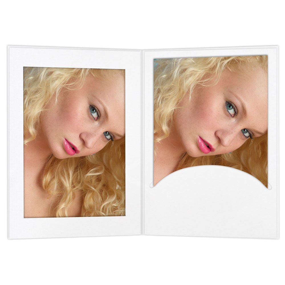 Portraitmappen 10x15 weiß mit Passepartout und Schlitz