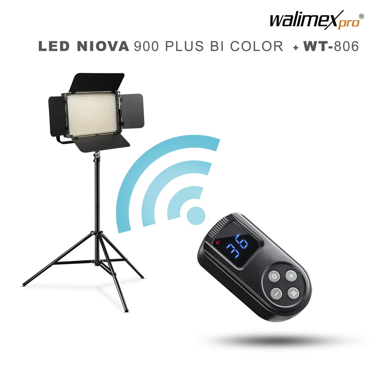 Walimex pro LED Niova 900 Plus Bi Color 54W Set mit  WT-806 Stativ