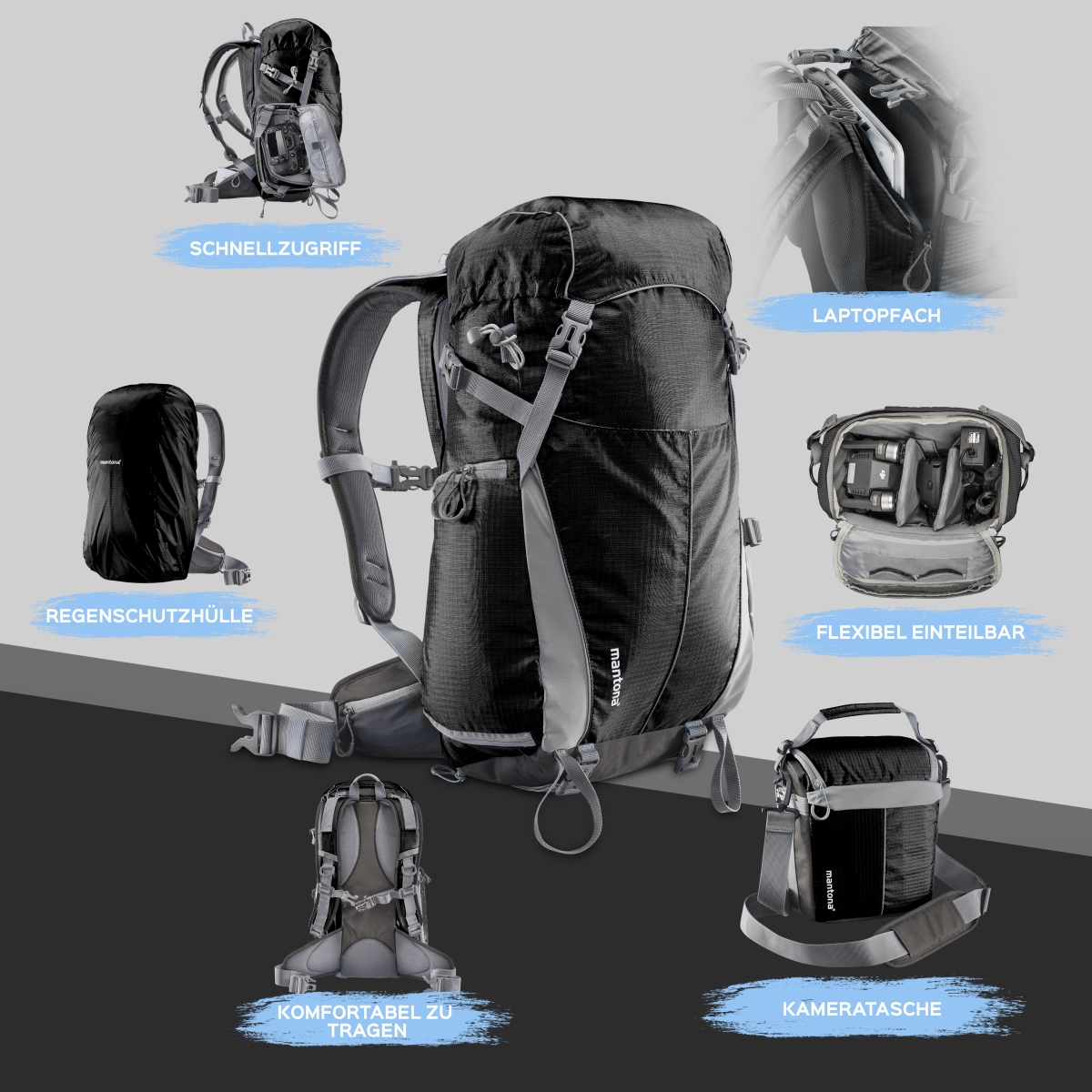 Mantona elements Outdoor Rucksack schwarz