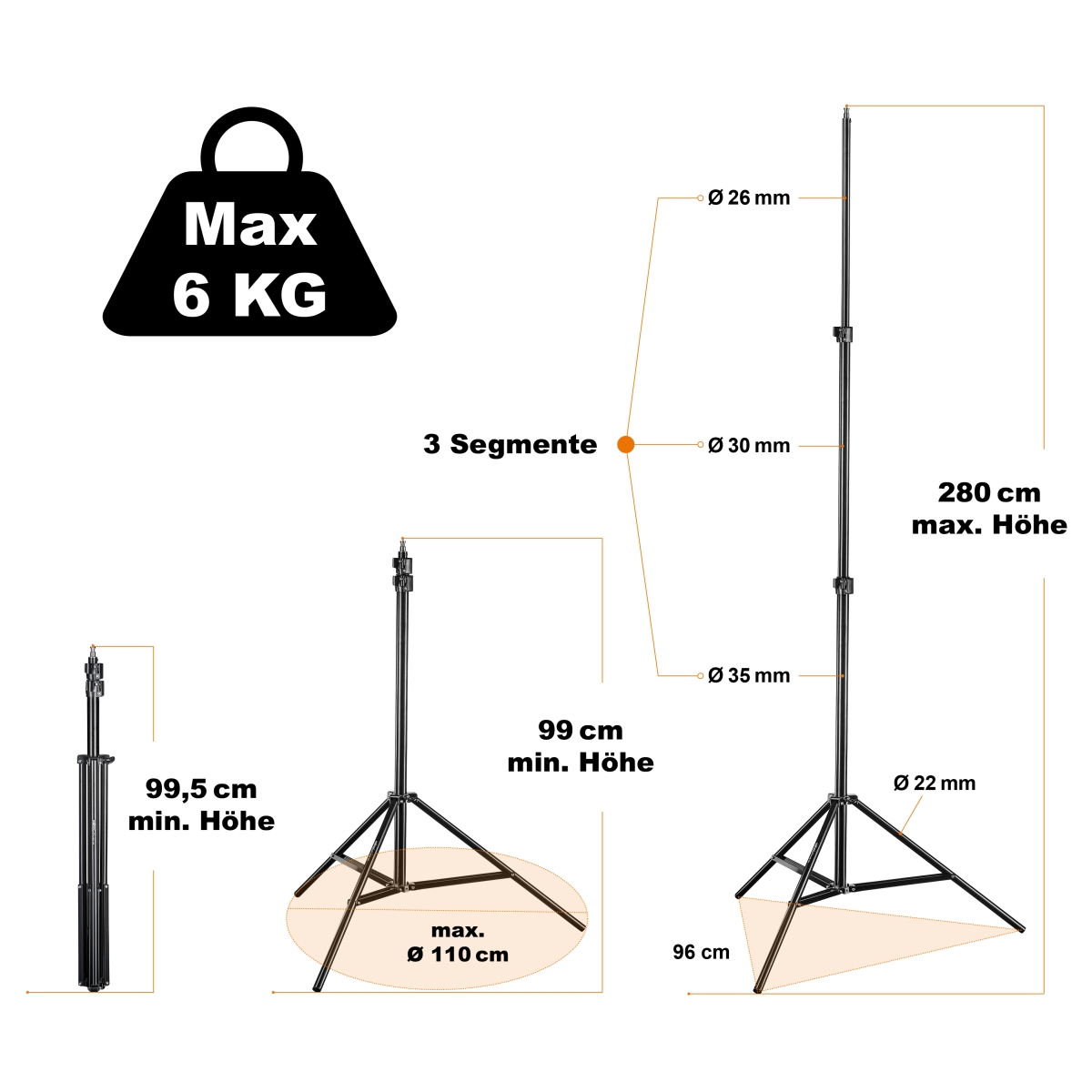 Walimex pro AIR 280 FW-806 Lampenstativ 280cm