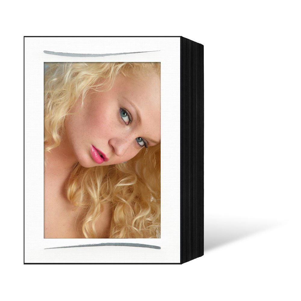 Endlos 13x18 weiß/schwarz mit Silberstrich