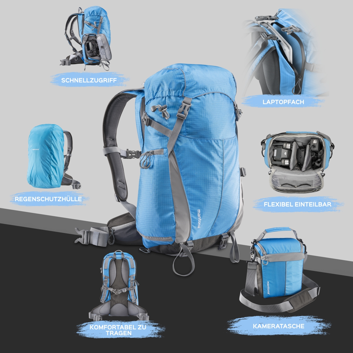 Mantona Elements Outdoor Rucksack blau