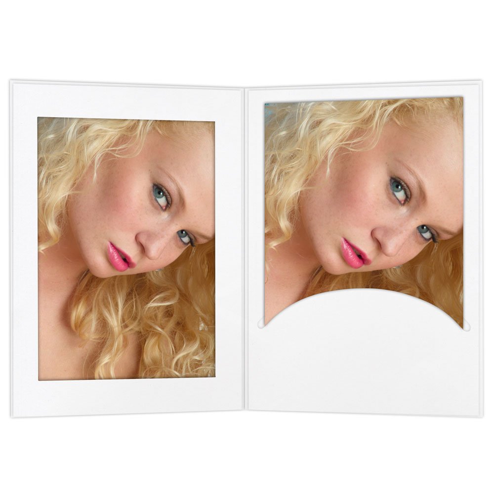 Portraitmappen 15x20 weiß mit Passepartout und Schlitz
