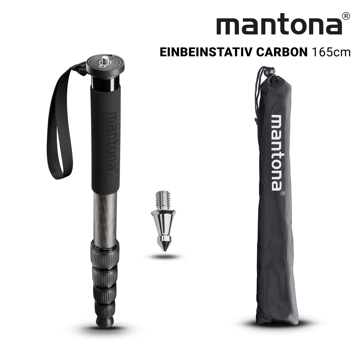 Mantona Pro ONE 165C Carbon Einbeinstativ 165cm