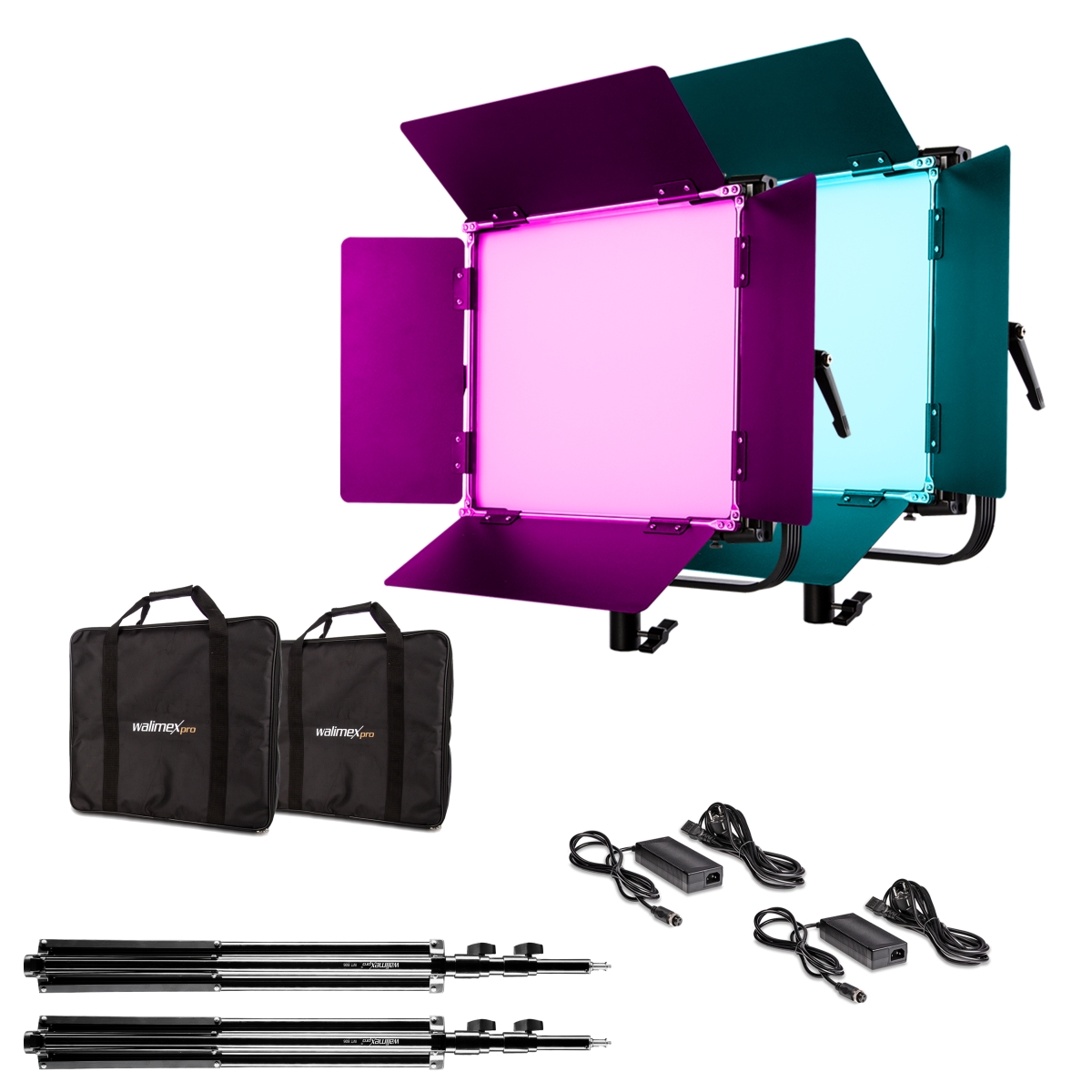 Walimex pro LED Rainbow 50W RGBWW Set 2 (2x Rainbow 50W, 2x Lampenstativ GN-806)