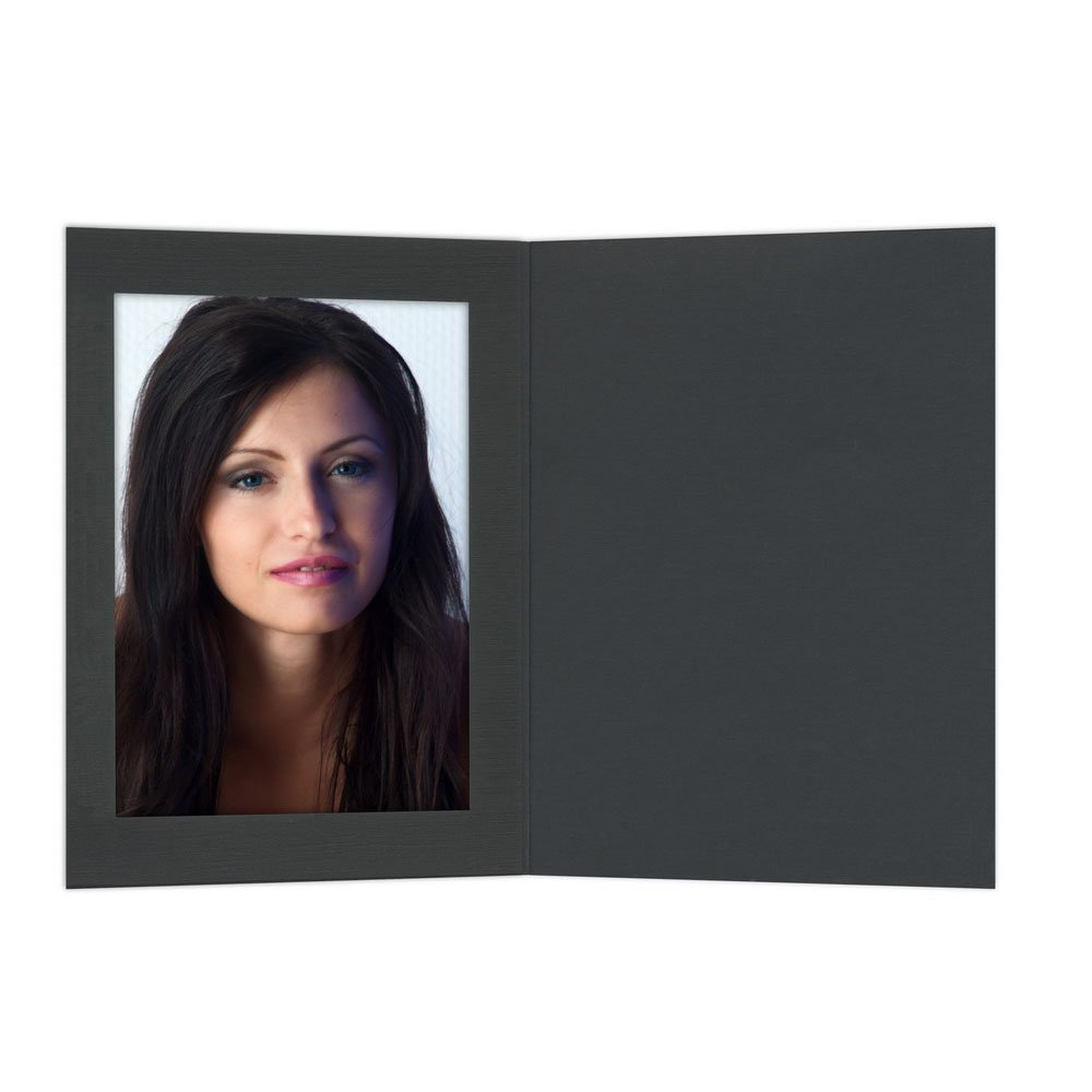 Eventmappe 13x18 mit Passepartout ohne Tasche schwarz Leinen