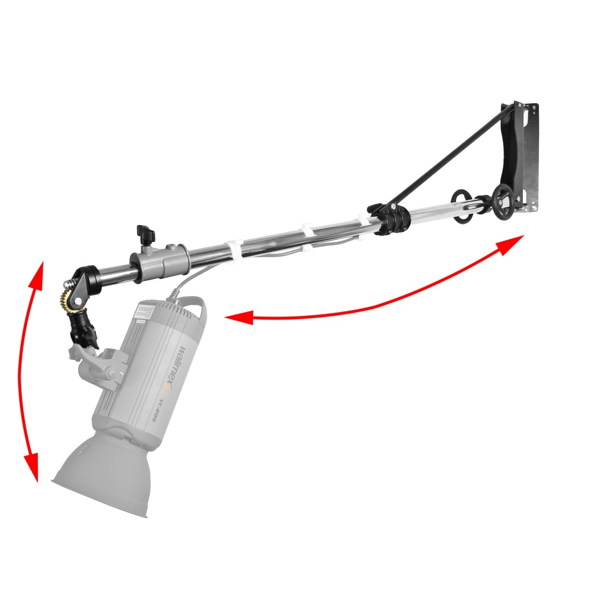 Walimex pro Wand-Lampenstativ Heavy Duty Deluxe mit Kurbel, 136-220cm